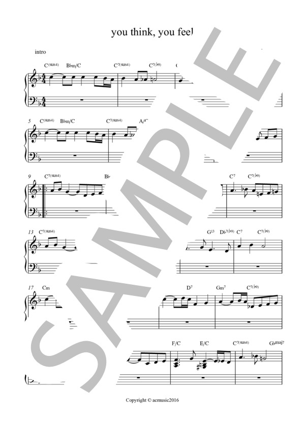 You think you feel (Eishin Nose) / ピアノソロ 入門 - サンプル譜面 1/2