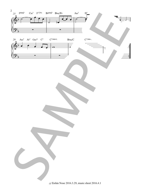 You think you feel (Eishin Nose) / ピアノソロ 入門 - サンプル譜面 2/2