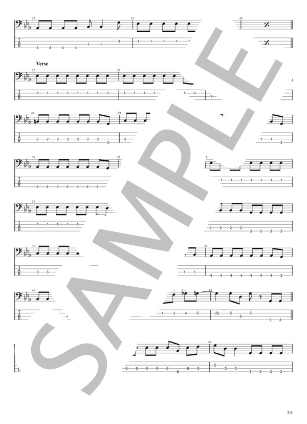 ヤングアダルト (マカロニえんぴつ) / エレキベース 初〜中級 - サンプル譜面 2/5