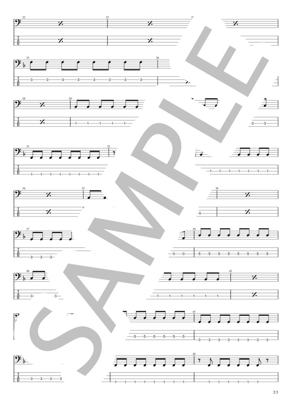 雨のあと (琴織) / エレキベース 入門〜初級 - サンプル譜面 2/3