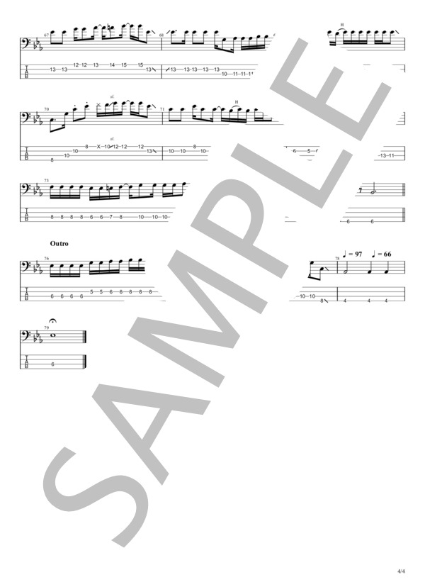 あの鐘を鳴らすのはあなた (和田 アキ子) / エレキベース 初〜中級 - サンプル譜面 4/4