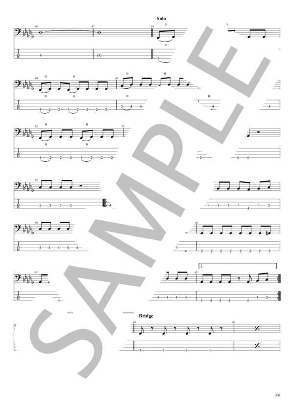 あの娘とスキャンダル (チェッカーズ) / エレキベース 初級 - サンプル譜面 3/5