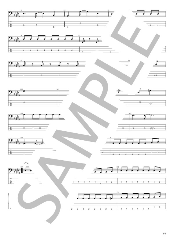 あの娘とスキャンダル (チェッカーズ) / エレキベース 初級 - サンプル譜面 5/5