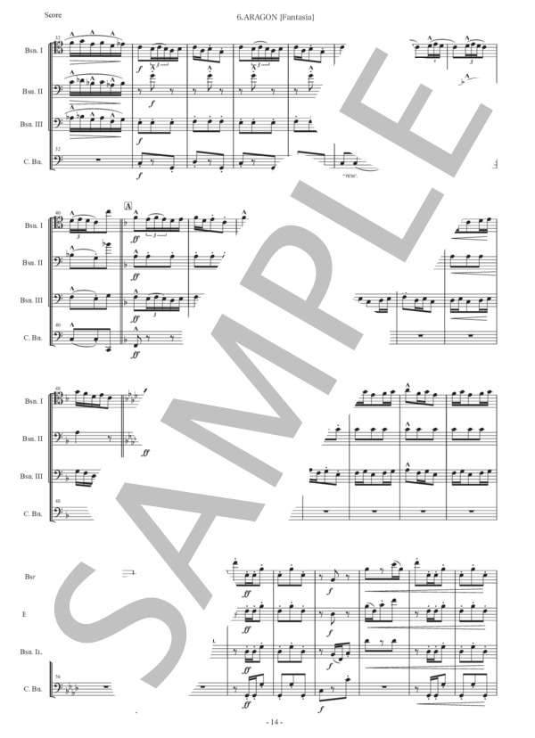 アルベニス「アラゴン（ファンタジア）」バスーン四重奏版 (イサーク・アルベニス) / ファゴット 初〜中級 - サンプル譜面 2/5