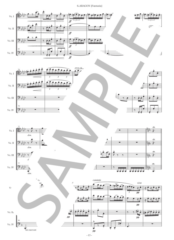 楽譜】アルベニス「アラゴン 」チェロ四重奏版 / イサーク・アルベニス
