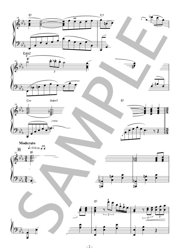 ノクターン op.9-2 (ショパン) / ピアノソロ 中〜上級 - サンプル譜面 2/5