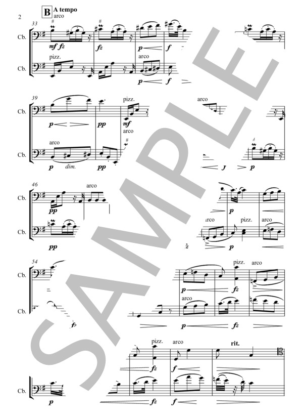 スラヴ舞曲 第2集 0p. 72 第2番 (アントニン・ドヴォルザーク) / コントラバス 中級 - サンプル譜面 2/5