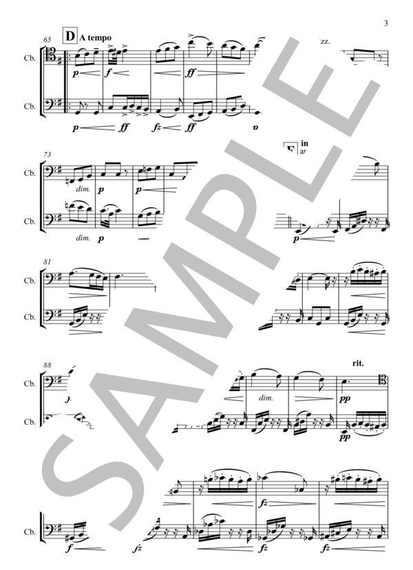 スラヴ舞曲 第2集 0p. 72 第2番 (アントニン・ドヴォルザーク) / コントラバス 中級 - サンプル譜面 3/5