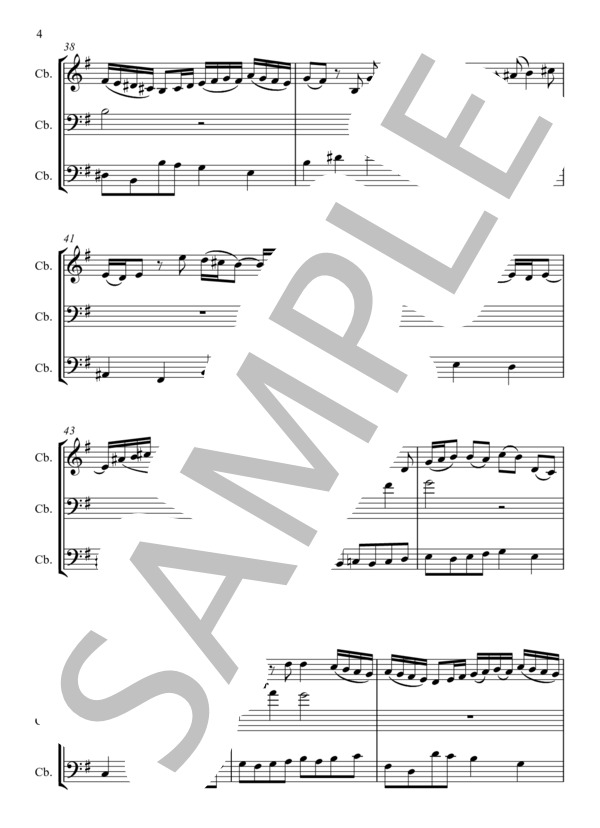 目覚めよと呼びわたる物見の声 (ヨハン・セバスチャン・バッハ) / コントラバス 中〜上級 - サンプル譜面 4/5