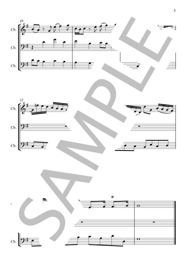 目覚めよと呼びわたる物見の声 (ヨハン・セバスチャン・バッハ) / コントラバス 中〜上級 - サンプル譜面 5/5