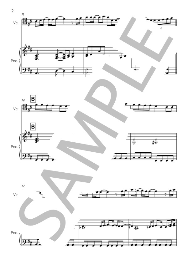 炎 / チェロ (梶浦 由記) / 中級 - サンプル譜面 2/5