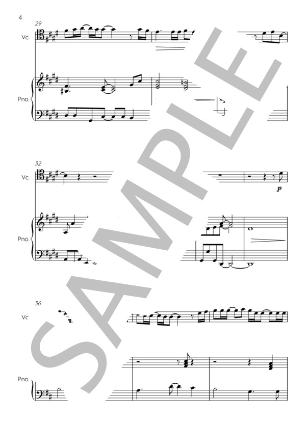 炎 / チェロ (梶浦 由記) / 中級 - サンプル譜面 4/5