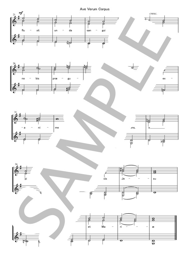 Ave Verum Corpus 女声4部のための エリックコロン作曲 (Eric Colon) / 合唱 入門〜初級 - サンプル譜面 2/2