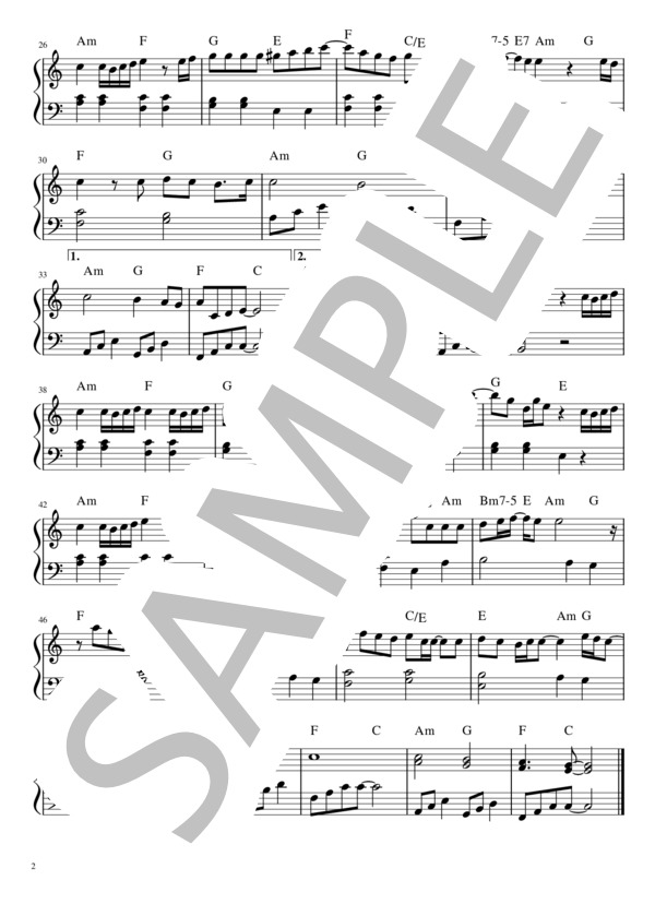 炎④ (梶浦 由記) / ピアノソロ 初級 - サンプル譜面 2/2