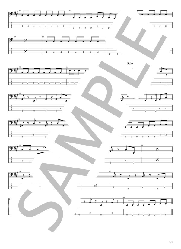 BABY ACTION (BOOWY) / エレキベース 初級 - サンプル譜面 3/5