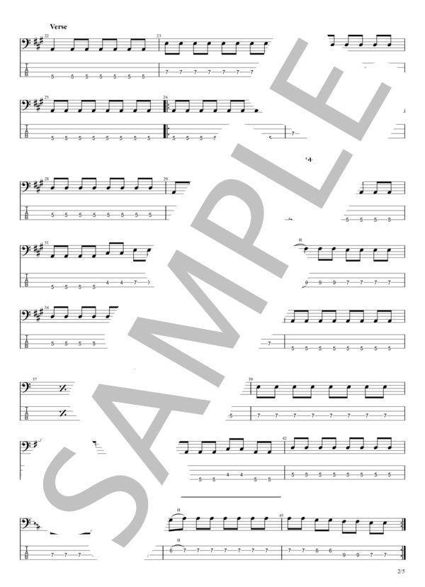 月の爆撃機 (THE BLUE HEARTS) / エレキベース 初級 - サンプル譜面 2/5