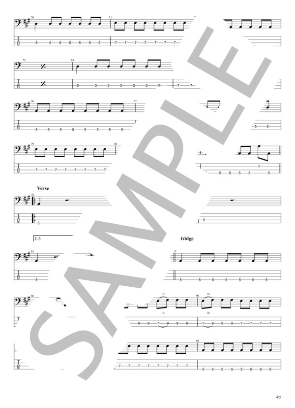 月の爆撃機 (THE BLUE HEARTS) / エレキベース 初級 - サンプル譜面 4/5