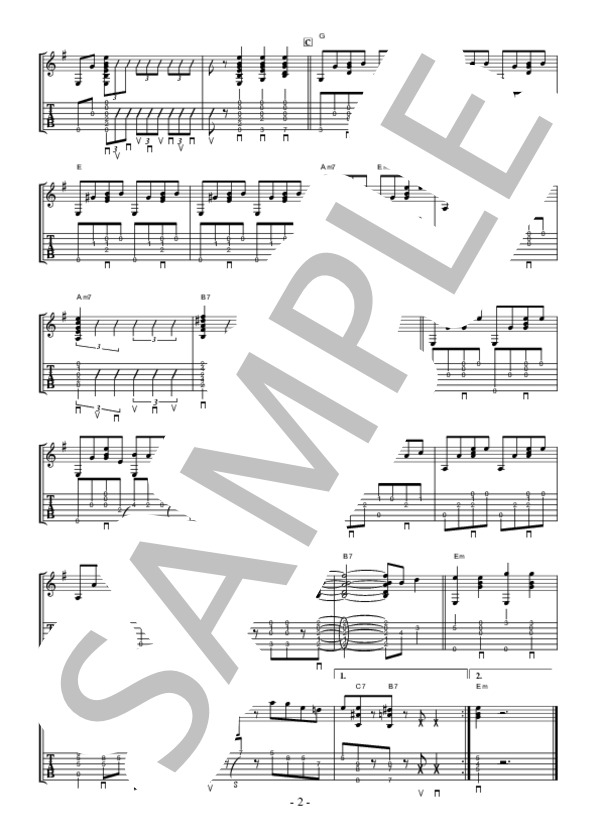 笑って許して (和田 アキ子) / ギター弾き語り 中〜上級 - サンプル譜面 2/2