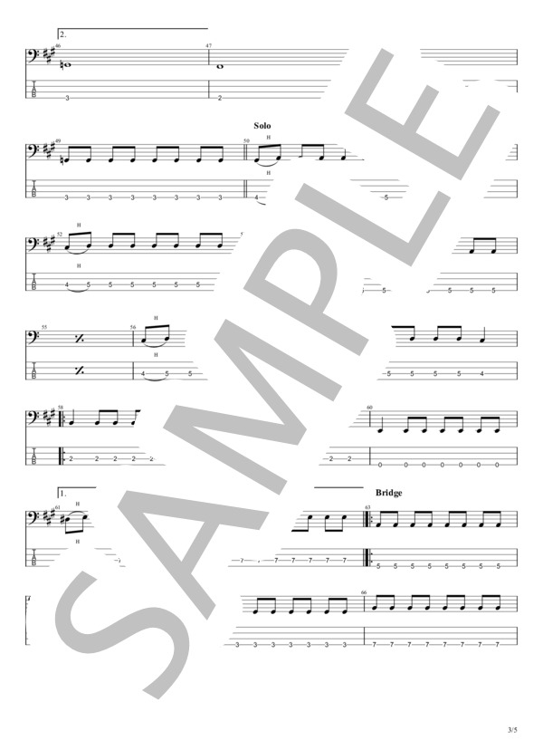 B・BLUE (BOOWY) / エレキベース 初級 - サンプル譜面 3/5