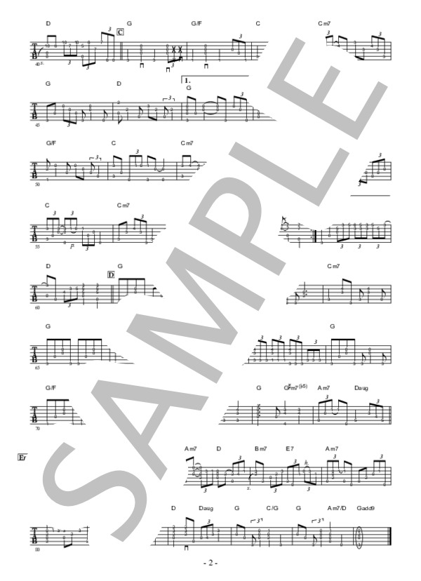 恋しくて (BEGIN) / ギター弾き語り 上級 - サンプル譜面 2/2