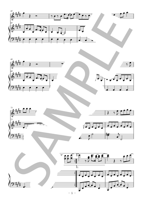 Birthday(フルート&ピアノ伴奏） (Mr.Children) / 中〜上級 - サンプル譜面 5/5