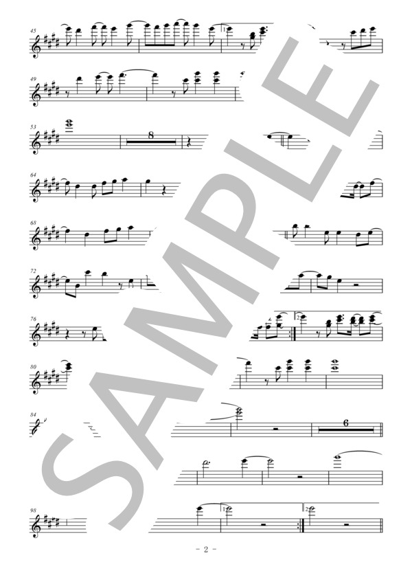 Birthday(メロディー譜:フルート） (Mr.Children) / 中〜上級 - サンプル譜面 2/3