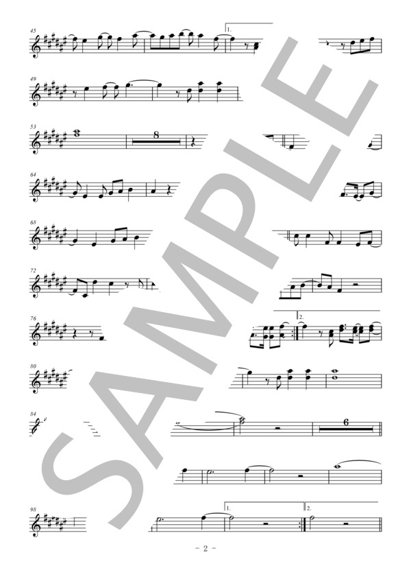 Birthday(メロディー譜:トランペット） (Mr.Children) / 中〜上級 - サンプル譜面 2/3