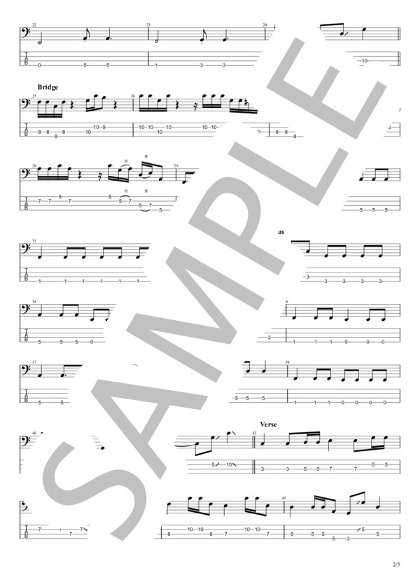 ファイナルボーイフレンド (ハンブレッダーズ) / エレキベース 初〜中級 - サンプル譜面 2/5