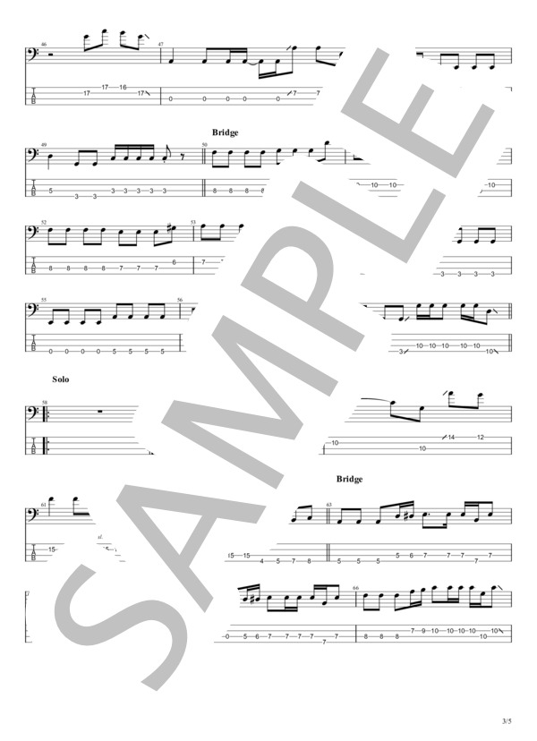 ファイナルボーイフレンド (ハンブレッダーズ) / エレキベース 初〜中級 - サンプル譜面 3/5