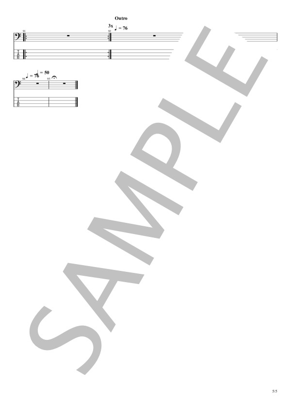 ファイナルボーイフレンド (ハンブレッダーズ) / エレキベース 初〜中級 - サンプル譜面 5/5