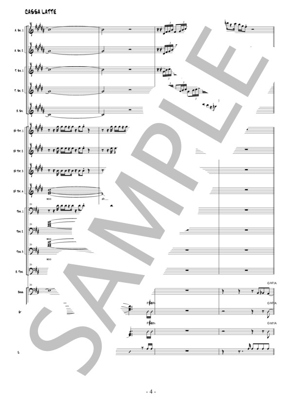 CASSA LATTE  ビッグバンド楽譜 (MISIA) / 中〜上級 - サンプル譜面 4/5