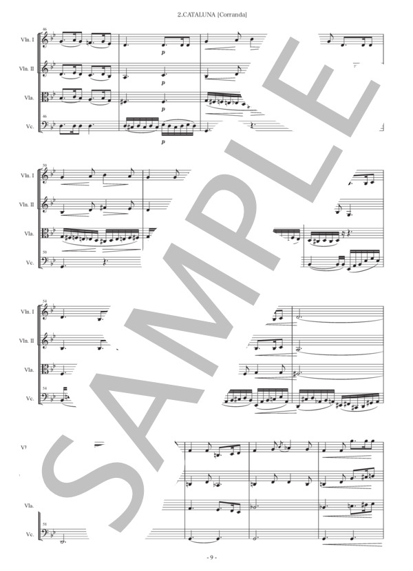 アルベニス「カタルーニャ（コランダ）」弦楽四重奏版 (イサーク・アルベニス) / 初〜中級 - サンプル譜面 3/5