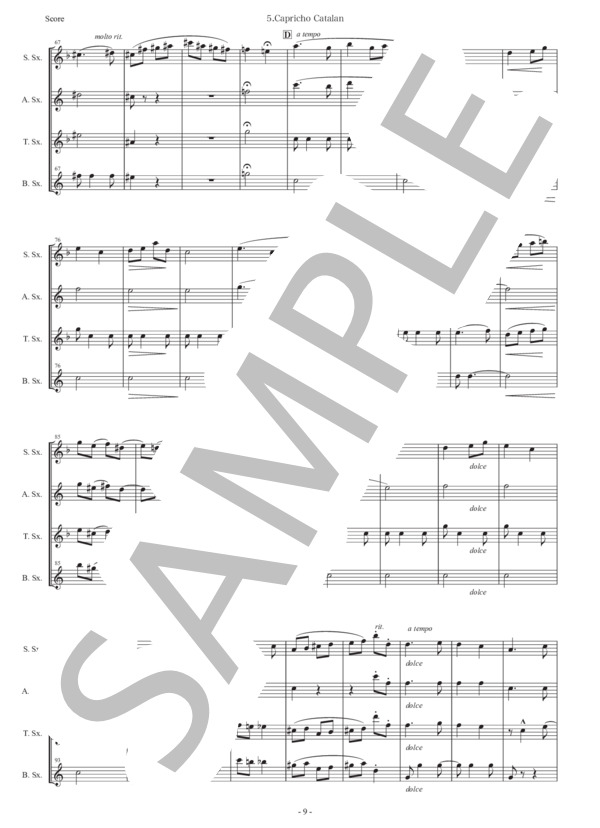 アルベニス「エスパーニャ〜カタルーニャ奇想曲」サックス四重奏版 (イサーク・アルベニス) / アルトサックス 初〜中級 - サンプル譜面 3/5