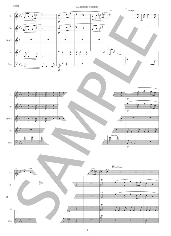 アルベニス「エスパーニャ〜カタルーニャ奇想曲」木管五重奏版 (イサーク・アルベニス) / アンサンブル木管 初〜中級 - サンプル譜面 3/5