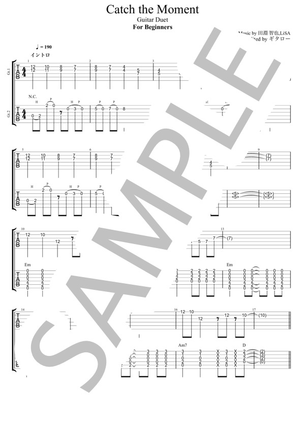楽譜】Catch the Moment ギター初心者向け 1コーラス無料 / LiSA