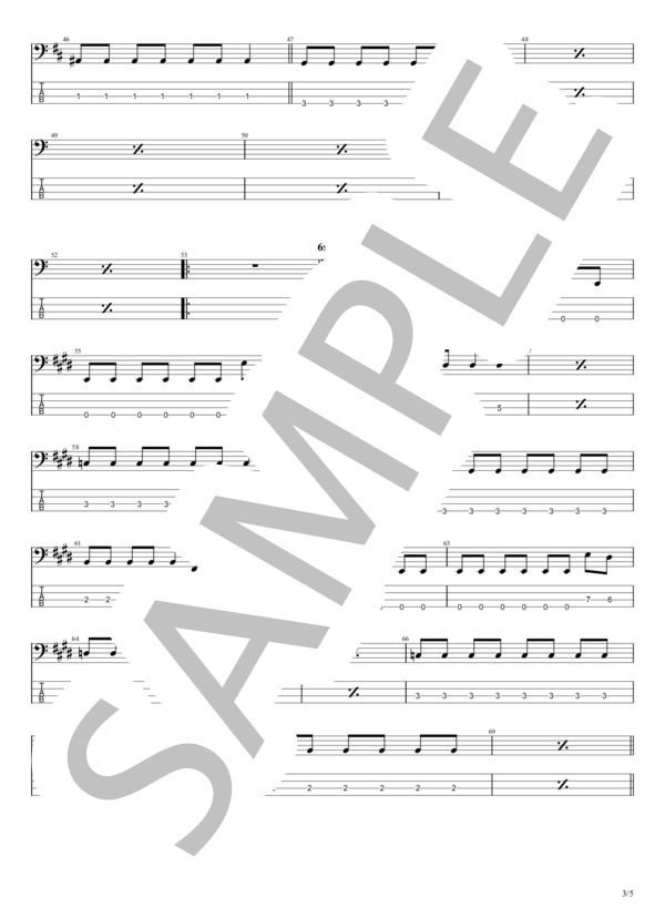 CHA-LA HEAD-CHA-LA (影山 ヒロノブ) / エレキベース 中級 - サンプル譜面 3/5