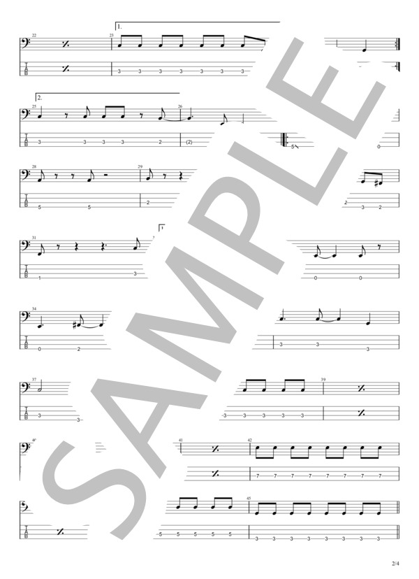 チェリーブラッサム (松田 聖子) / エレキベース 初〜中級 - サンプル譜面 2/4