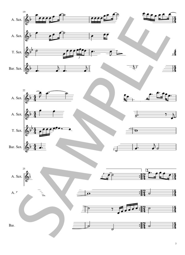 夢芝居（サックス四重奏） (小椋 佳) / アンサンブル木管 中級 - サンプル譜面 3/5