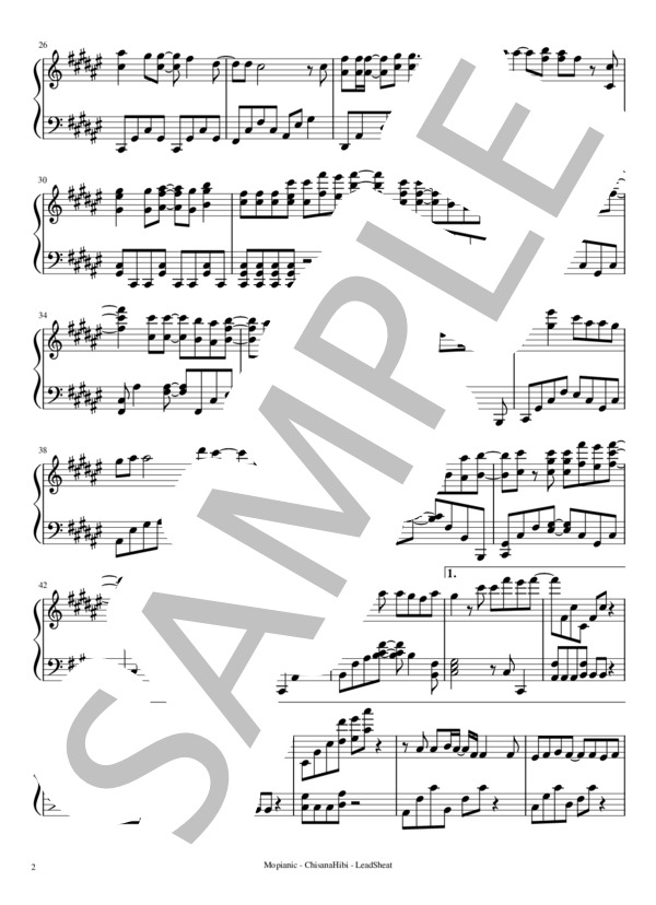 ちいさな日々 (阪井 一生) / ピアノソロ 中〜上級 - サンプル譜面 2/4