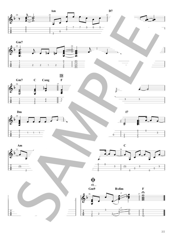 クリスマスイブ (山下 達郎) / ウクレレソロ 初〜中級 - サンプル譜面 2/2