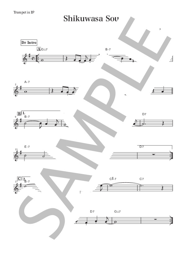 Shikuwasa Sour (銘苅 盛通) / トランペット 初〜中級 - サンプル譜面 2/3