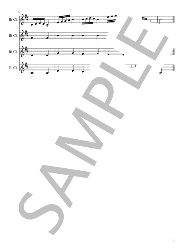 クラリネット四重奏 アラベスク (ヨハン・フリートリッヒ・フランツ・ブルグミュラー) / 入門〜初級 - サンプル譜面 3/3