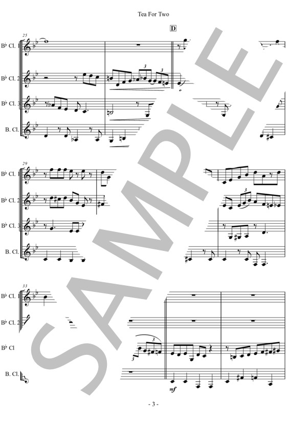 Tea for two (Vincent Youmans) / クラリネット 中級 - サンプル譜面 3/5