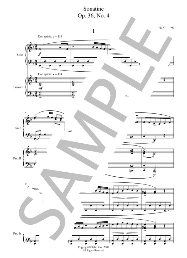 2台のピアノによるムツィオ・クレメンティ ソナチネ Op. 36 No. 4 全楽章 / ピアノ2台4手 中級 - サンプル譜面 2/5