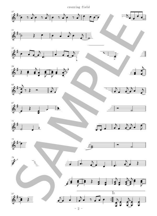 crossing field(メロディー譜:クラリネット） (LiSA) / 中〜上級 - サンプル譜面 2/3
