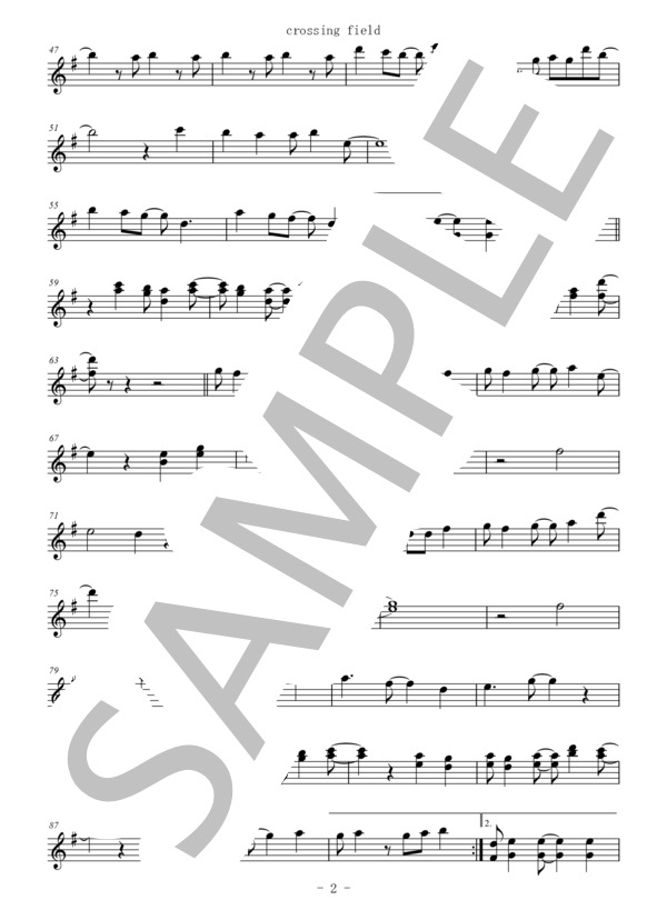 crossing field(メロディー譜:ソプラノサックス） (LiSA) / 中〜上級 - サンプル譜面 2/3