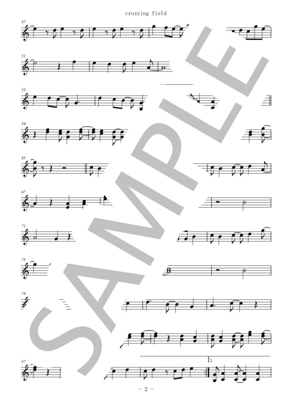 crossing field(メロディー譜:ホルン） (LiSA) / 中〜上級 - サンプル譜面 2/3