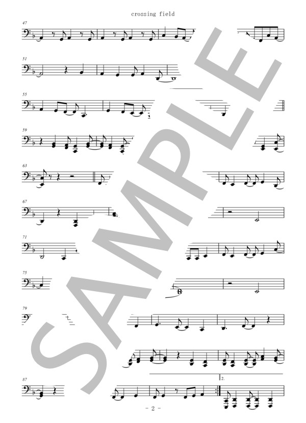 crossing field(メロディー譜:チューバ） (LiSA) / 中〜上級 - サンプル譜面 2/3