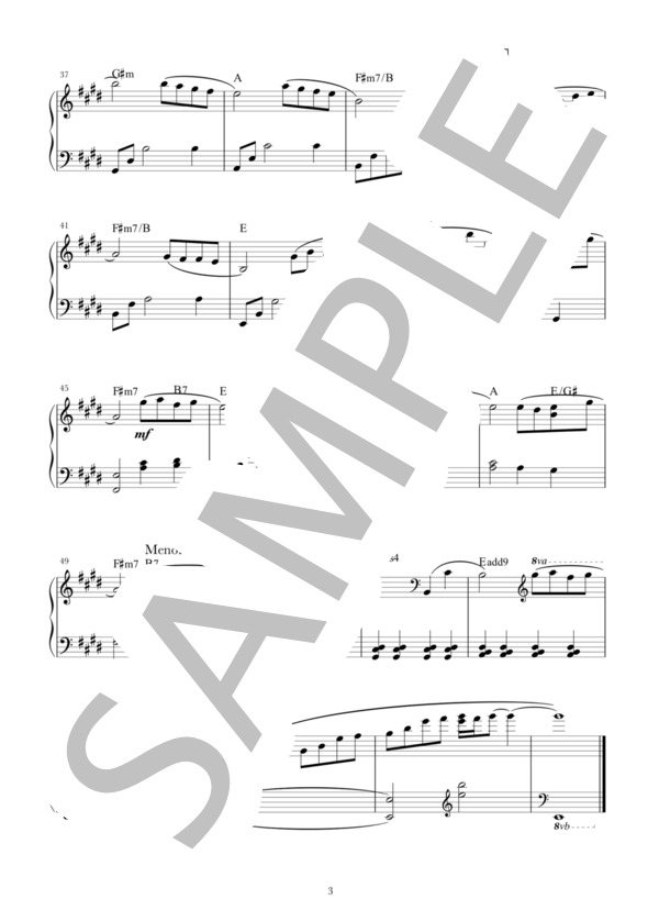 美女と野獣 ポット婦人 ピアノ ニ長調 D (ピーボ・ブライソン) / ピアノソロ 中級 - サンプル譜面 3/3