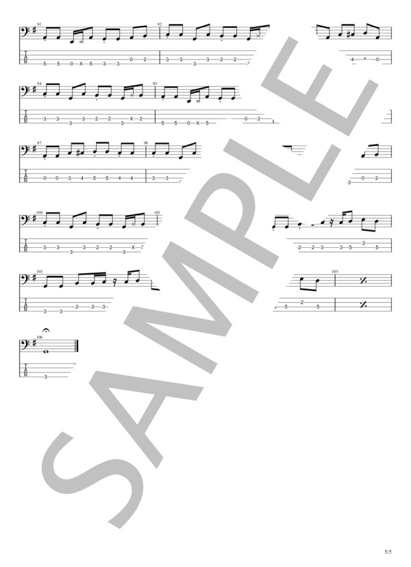 大スキ！ (岡本 真夜) / エレキベース 中〜上級 - サンプル譜面 5/5